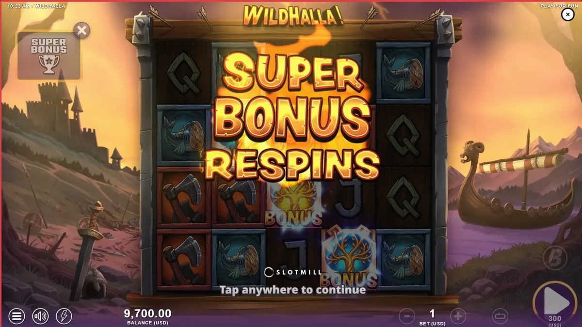 Cena de batalha Viking e elementos míticos no slot Wildhalla